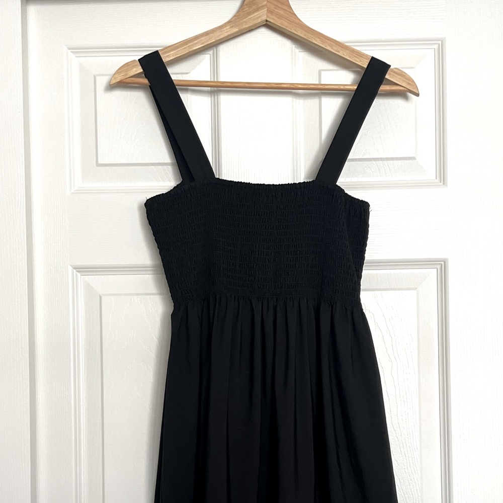 Zara Black Smocked — Tier Maxi Dress — Size XS